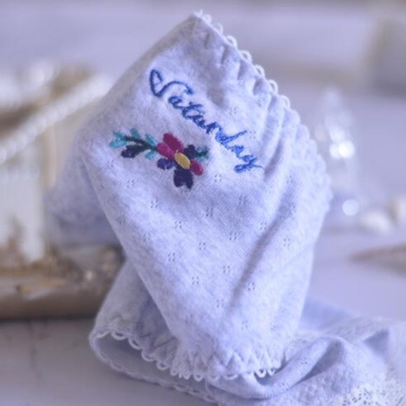 Saturday Panties. Baby soft cotton with embroidery. 24" to 34" waist. - Picture 6 of 7